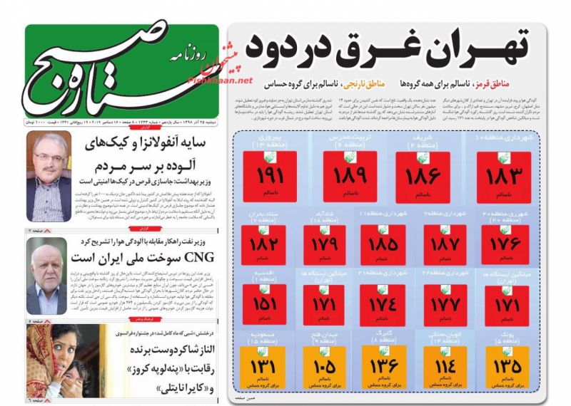 عناوین اخبار روزنامه ستاره صبح در روز دوشنبه ۲۵ آذر