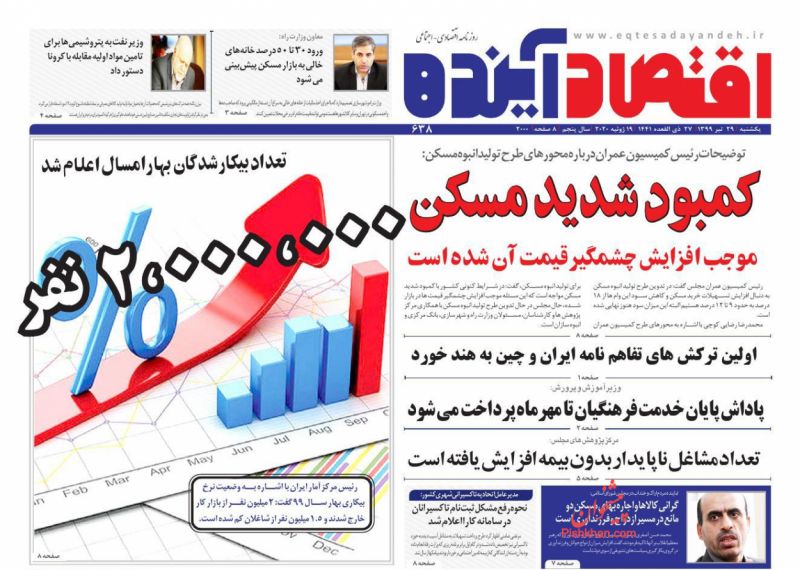 عناوین اخبار روزنامه اقتصاد آینده در روز یکشنبه‌ ۲۹ تیر