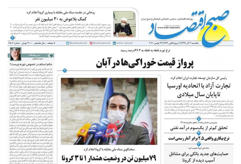 عناوین اخبار روزنامه صبح اقتصاد در روز یکشنبه‌ ۲ آذر