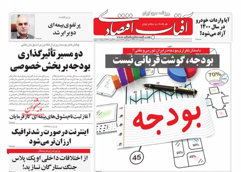عناوین اخبار روزنامه آفتاب اقتصادی در روز یکشنبه‌ ۱۶ آذر