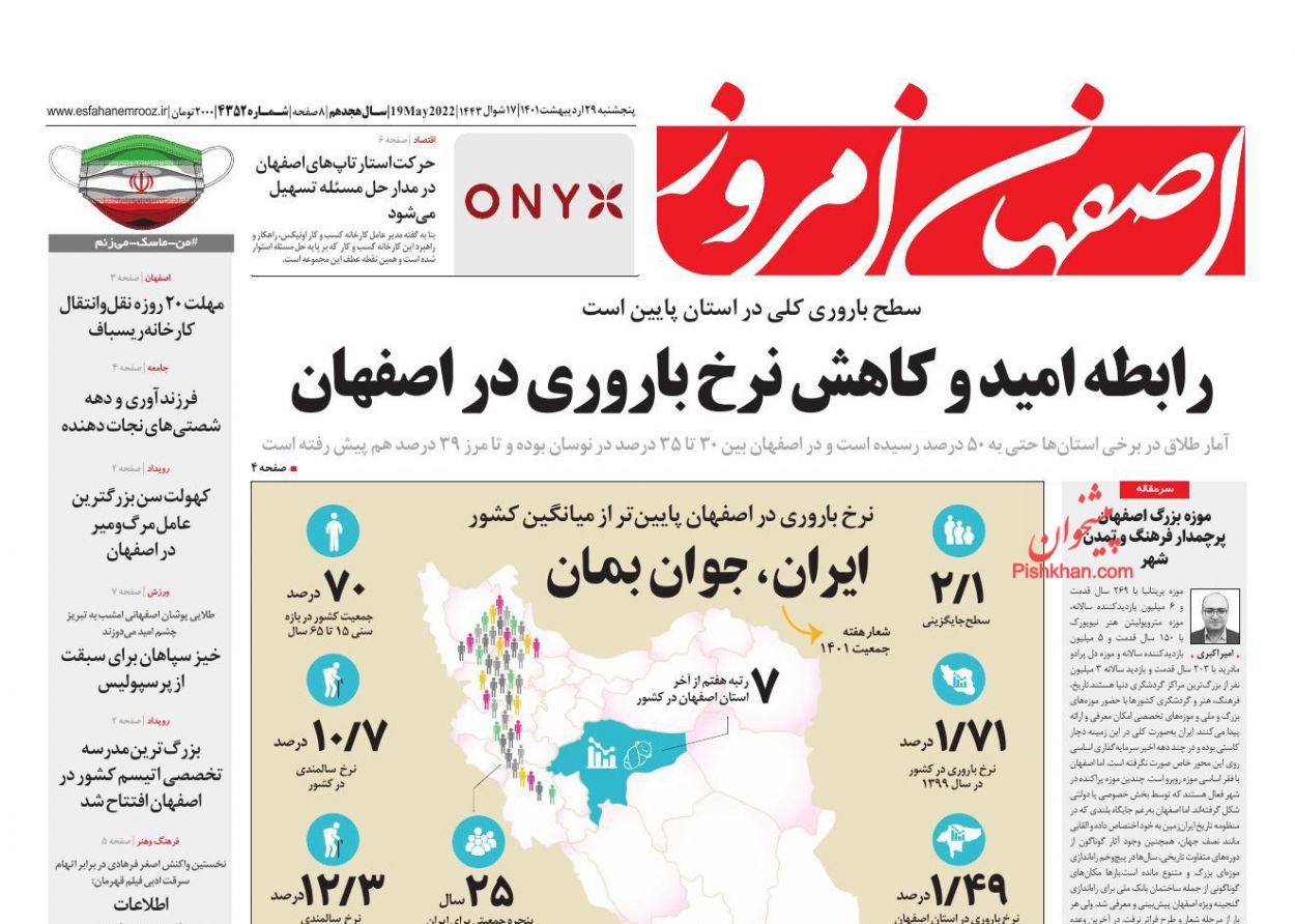 عناوین اخبار روزنامه اصفهان امروز در روز پنجشنبه ۲۹ ارديبهشت