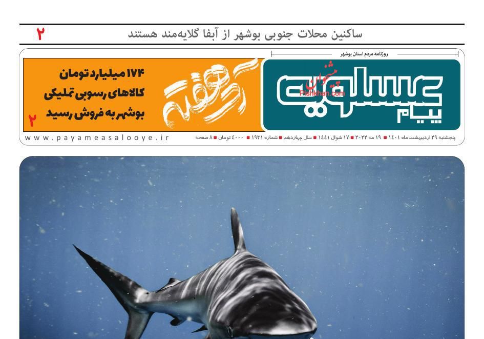 عناوین اخبار روزنامه پیام عسلویه در روز پنجشنبه ۲۹ ارديبهشت