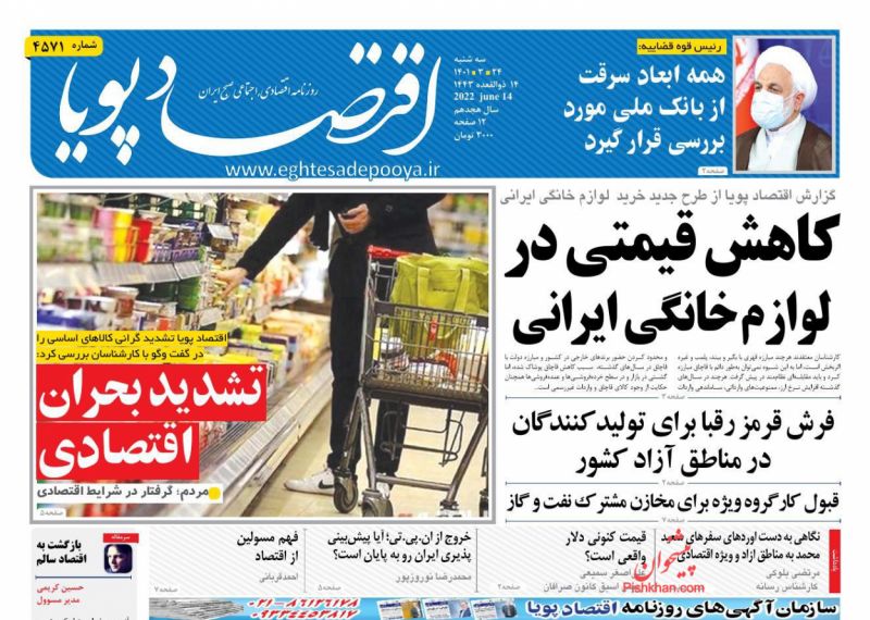 عناوین اخبار روزنامه اقتصاد پویا در روز سه‌شنبه ۲۴ خرداد