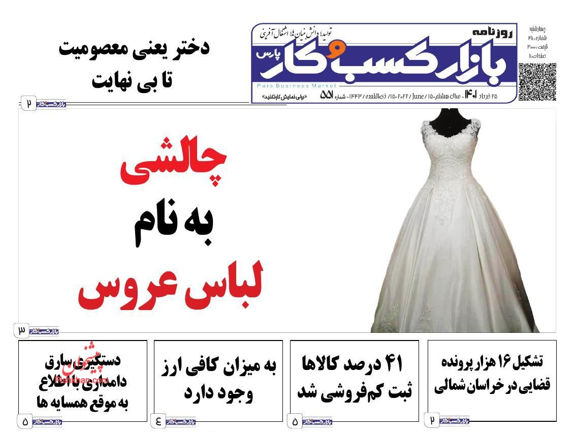 عناوین اخبار روزنامه بازار کسب و کار در روز چهارشنبه ۲۵ خرداد