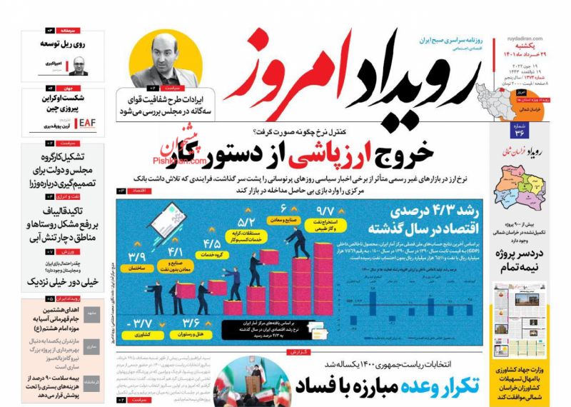 عناوین اخبار روزنامه رویداد امروز در روز یکشنبه‌ ۲۹ خرداد