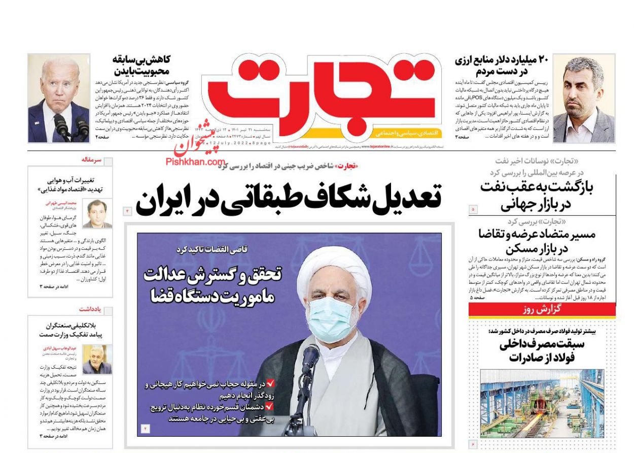 عناوین اخبار روزنامه تجارت در روز سه‌شنبه ۲۱ تیر