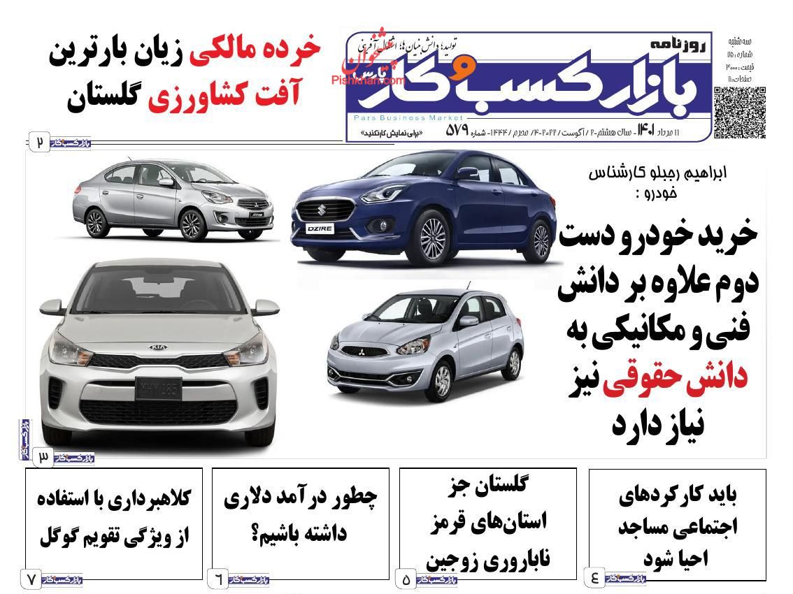 عناوین اخبار روزنامه بازار کسب و کار در روز سه‌شنبه ۱۱ مرداد