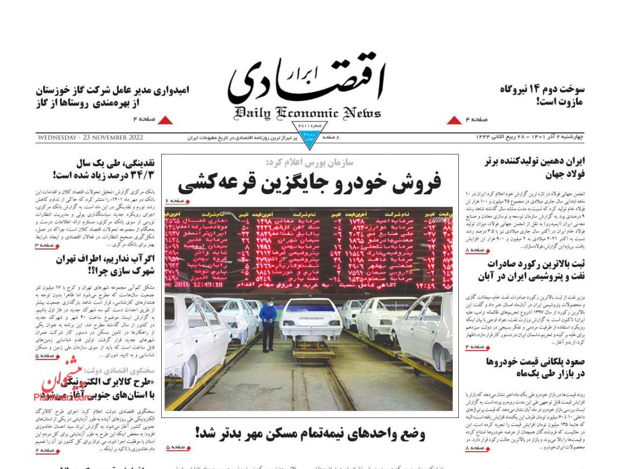 عناوین اخبار روزنامه ابرار اقتصادی در روز چهارشنبه ۲ آذر