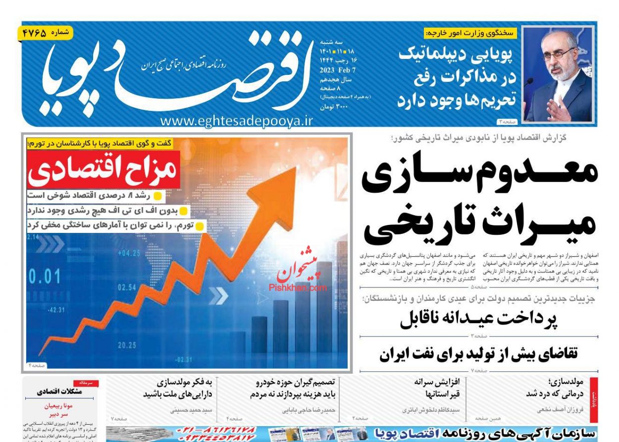 عناوین اخبار روزنامه اقتصاد پویا در روز سه‌شنبه ۱۸ بهمن