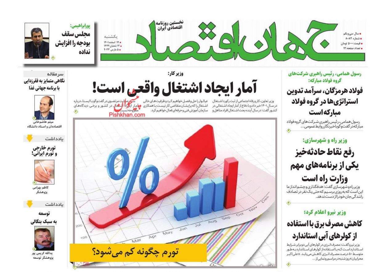عناوین اخبار روزنامه جهان اقتصاد در روز یکشنبه‌ ۱۴ اسفند