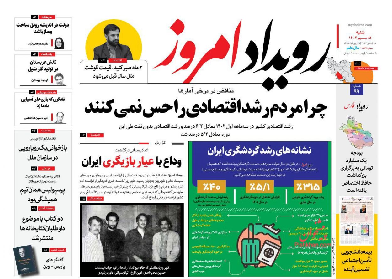 عناوین اخبار روزنامه رویداد امروز در روز شنبه ۱۵ مهر