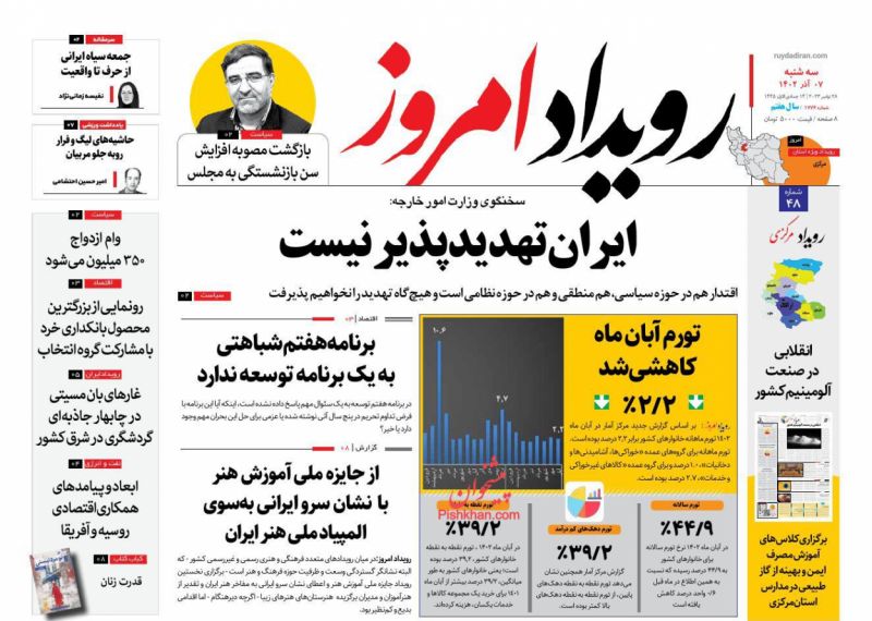 عناوین اخبار روزنامه رویداد امروز در روز سه‌شنبه ۷ آذر