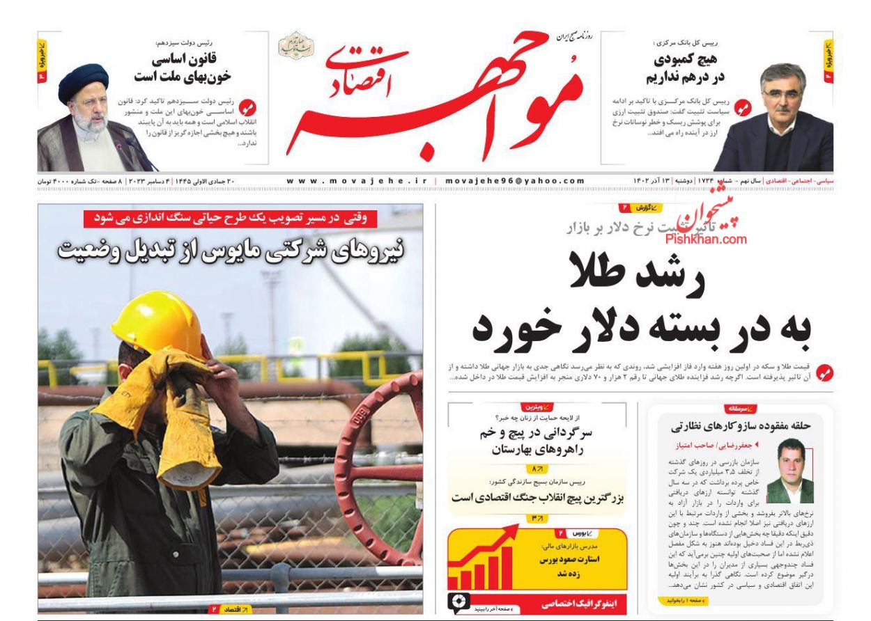 عناوین اخبار روزنامه مواجهه اقتصادی در روز دوشنبه ۱۳ آذر