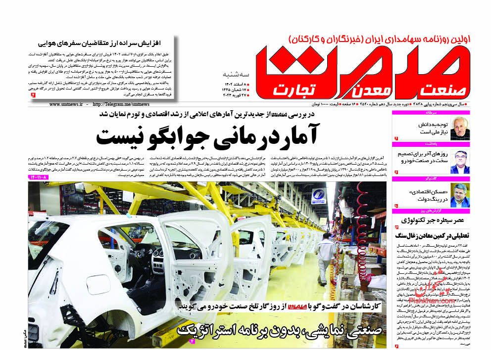 صفحه نخست روزنامه ها/ سهشنبه ۸ اسفند 1402 21 پایگاه خبری ججین عناوین اخبار روزنامه صمت در روز سهشنبه ۸ اسفند
