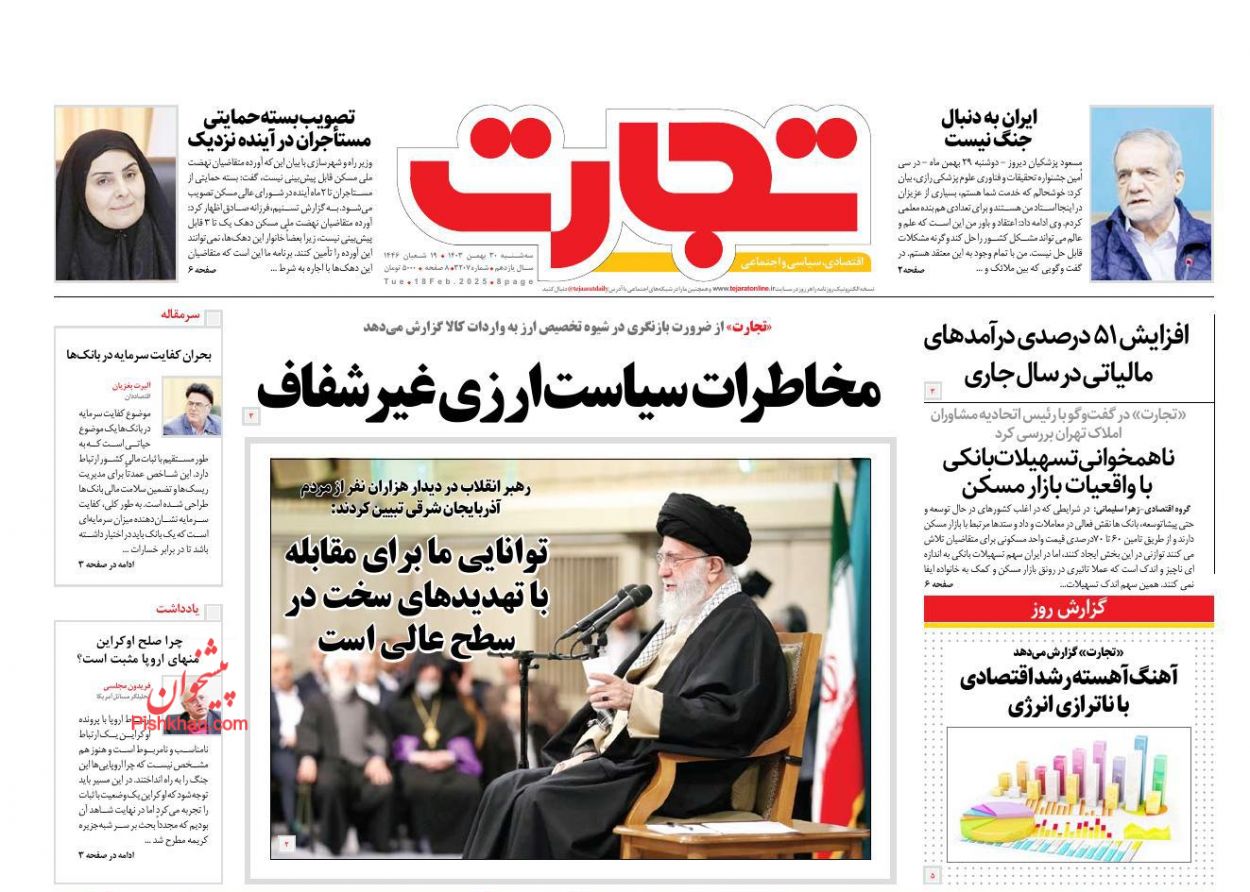 عناوین اخبار روزنامه تجارت در روز سه‌شنبه ۳۰ بهمن