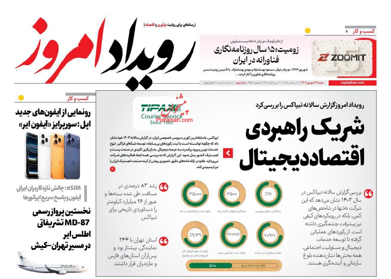 عناوین اخبار روزنامه رویداد امروز در روز شنبه ۲۲ شهريور
