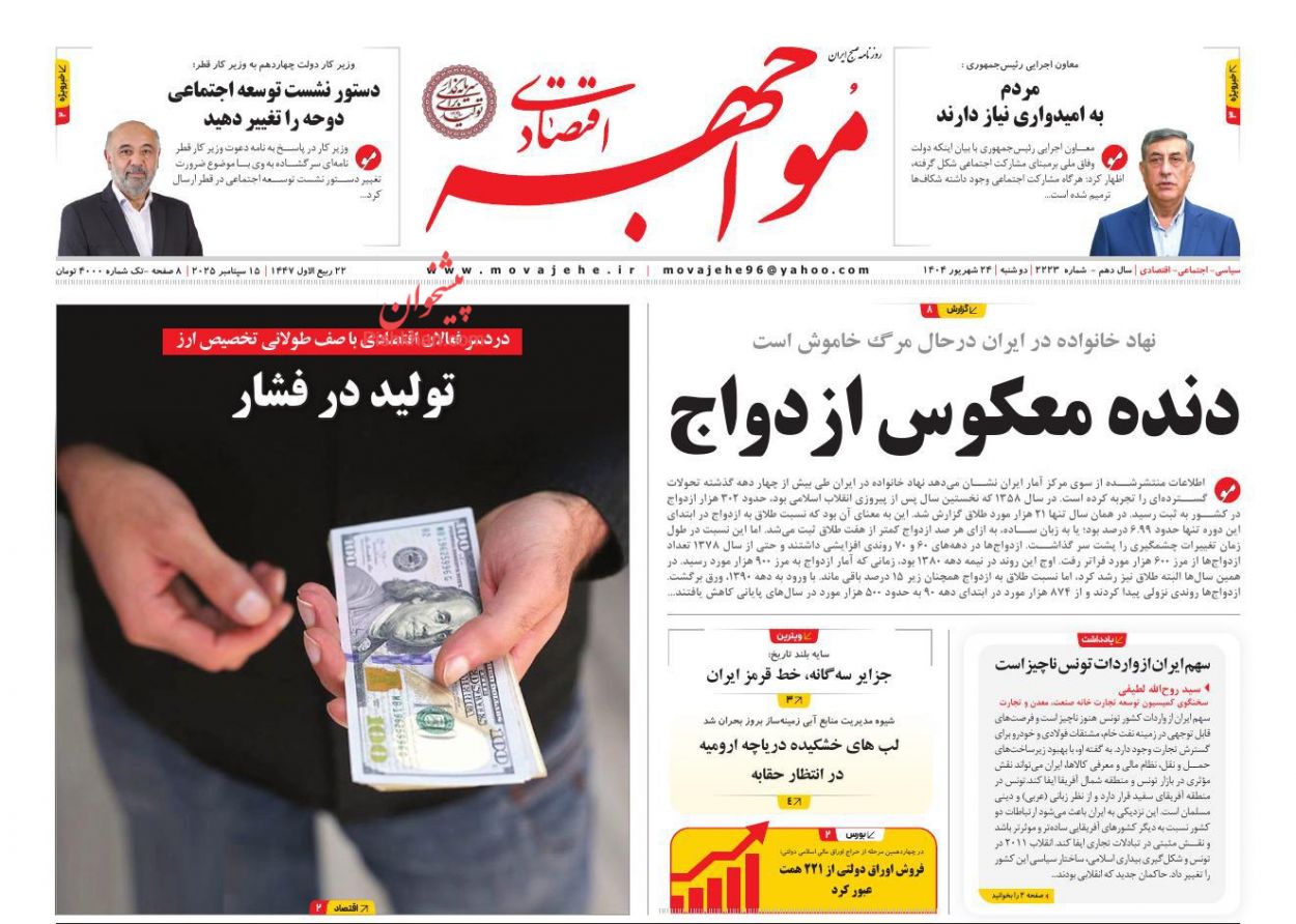 عناوین اخبار روزنامه مواجهه اقتصادی در روز دوشنبه ۲۴ شهريور