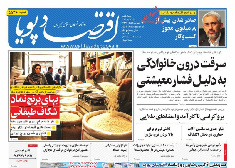 صفحه نخست روزنامه ها/ چهارشنبه ۱۴ آبان 1404 7 پایگاه خبری ججین عناوین اخبار روزنامه اقتصاد پویا در روز چهارشنبه ۱۴ آبان