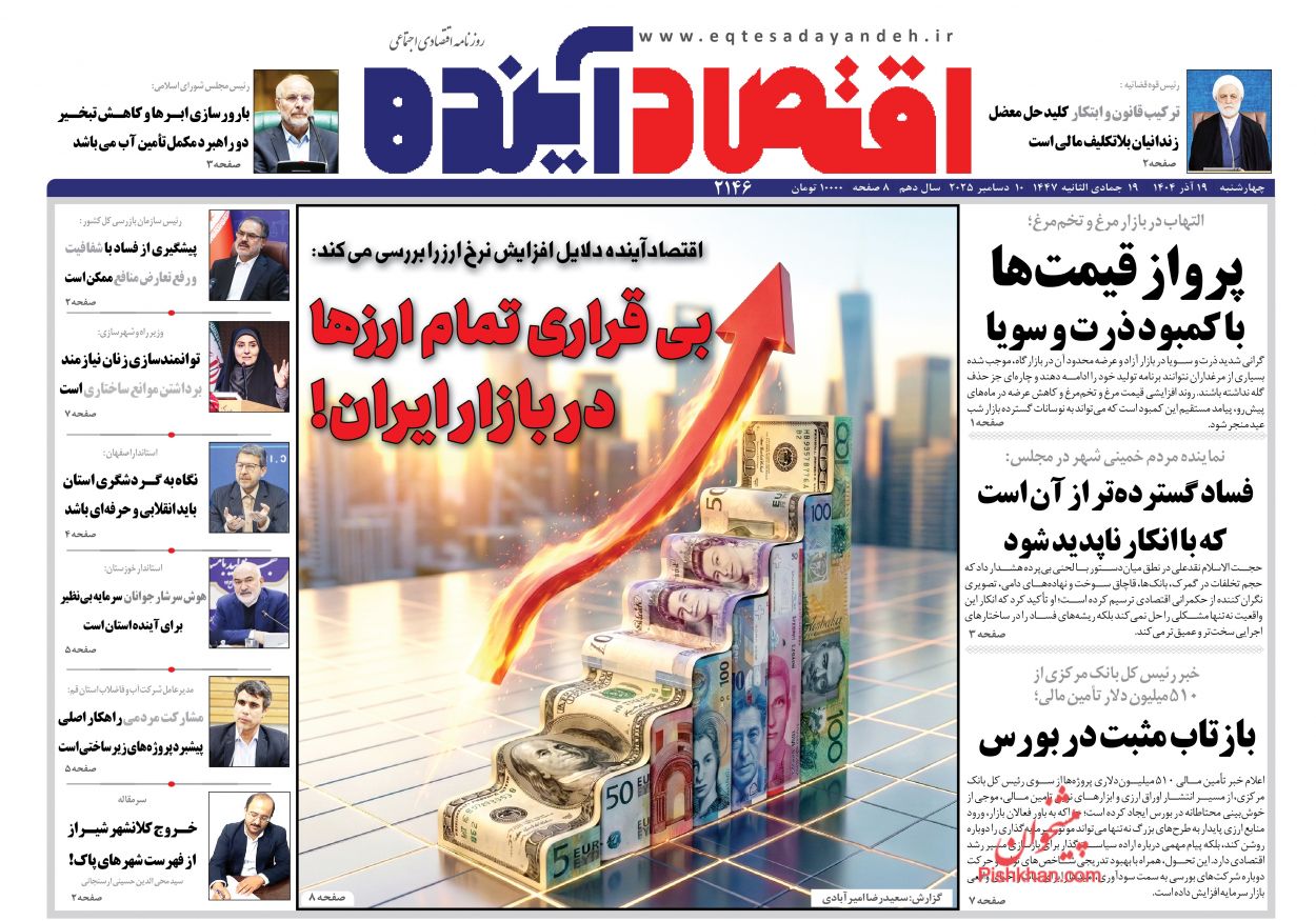 صفحه نخست روزنامه ها/ چهارشنبه ۱۹ آذر 1404 7 پایگاه خبری ججین عناوین اخبار روزنامه اقتصاد آینده در روز چهارشنبه ۱۹ آذر