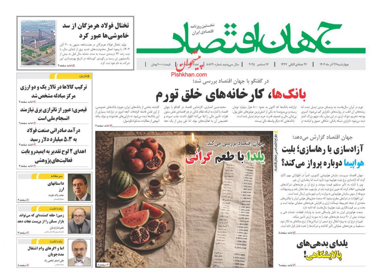 صفحه نخست روزنامه ها/ چهارشنبه ۲۶ آذر 1404 12 پایگاه خبری ججین عناوین اخبار روزنامه جهان اقتصاد در روز چهارشنبه ۲۶ آذر