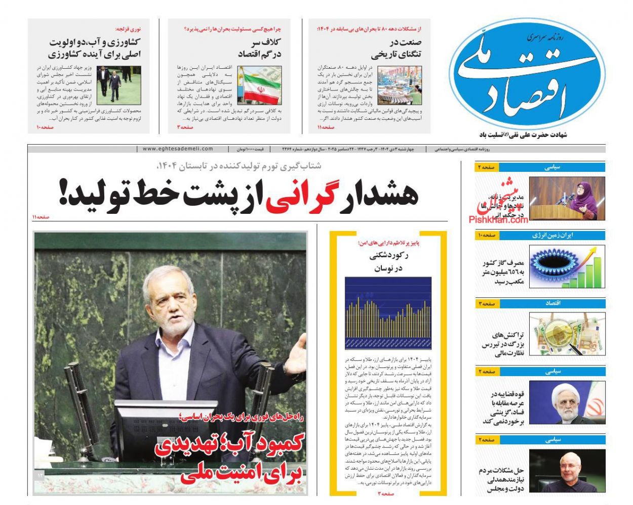 عناوین اخبار روزنامه اقتصاد ملی در روز چهارشنبه ۳ دی