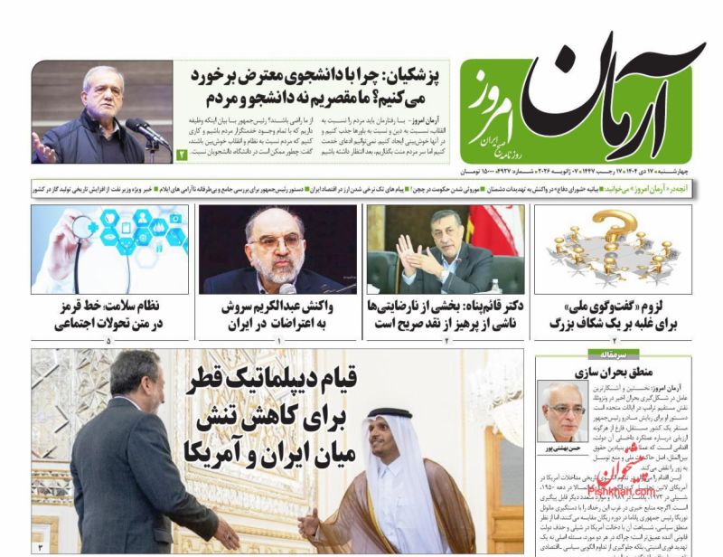 روزنامه آرمان امروز