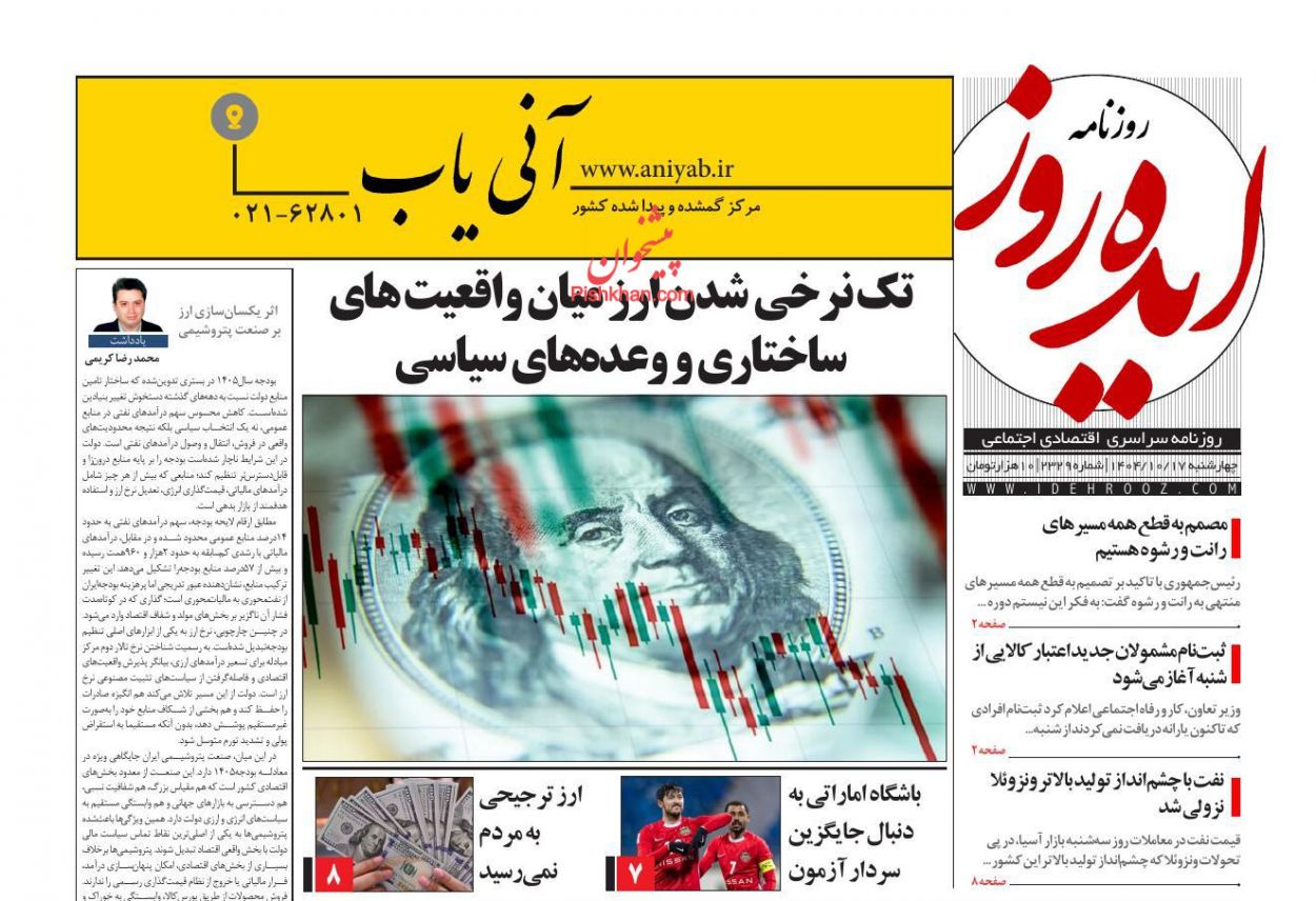 صفحه نخست روزنامه ها/ چهارشنبه ۱۷ دی 1404 10 پایگاه خبری ججین عناوین اخبار روزنامه ایده روز در روز چهارشنبه ۱۷ دی